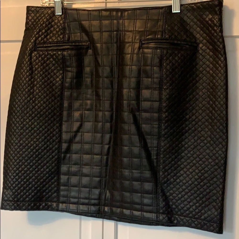 Quilted vegan leather mini skirt
